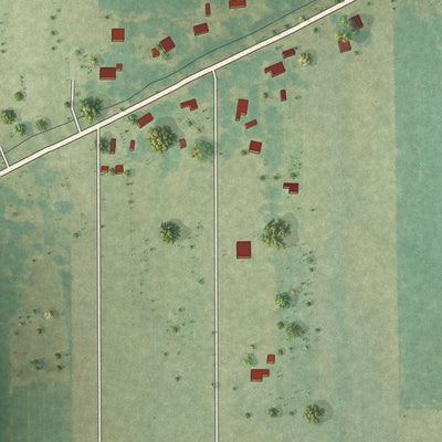 Second close-up of the map of Plaucheville, Louisiana print showing more streets and buildings