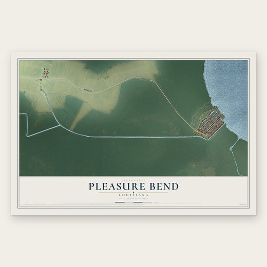 Pleasure Bend, Louisiana map print, the full design