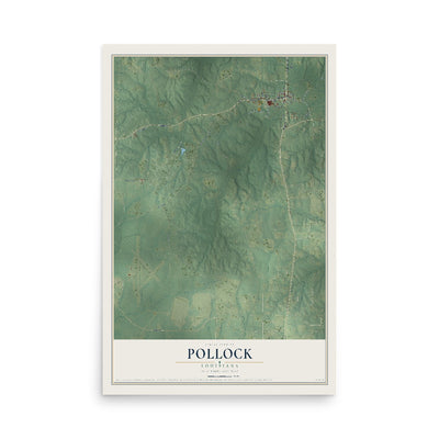 Map of Pollock, Louisiana, 12 x 18 inch unframed archival matte print