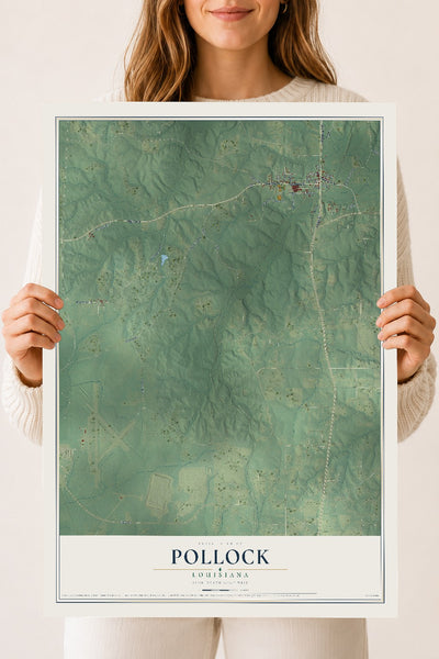 Map of Pollock, Louisiana, 18 x 24 inch unframed archival matte print