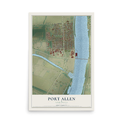 Map of Port Allen, Louisiana, 12 x 18 inch unframed archival matte print