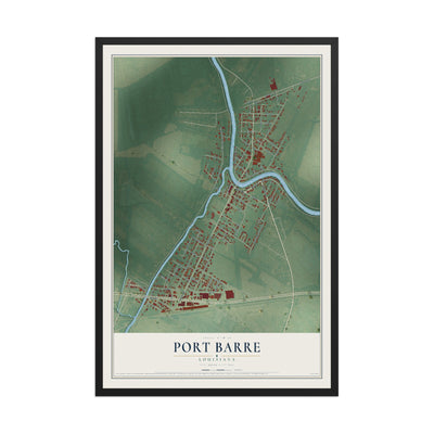 Map of Port Barre, Louisiana, 12 x 18 inch print in a black wood frame