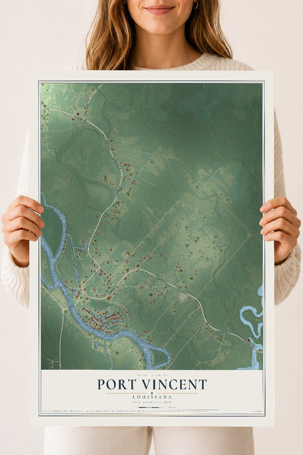Map of Port Vincent, Louisiana, 18 x 24 inch unframed archival matte print