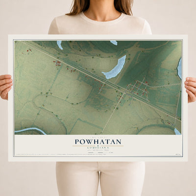 Map of Powhatan, Louisiana, 18 x 24 inch unframed archival matte print