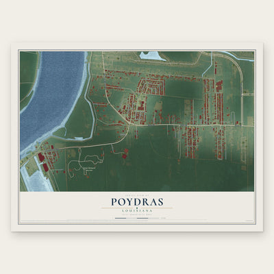 Poydras, Louisiana map print, the full design