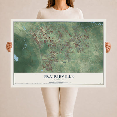 Map of Prairieville, Louisiana, 24 x 36 inch unframed archival matte print