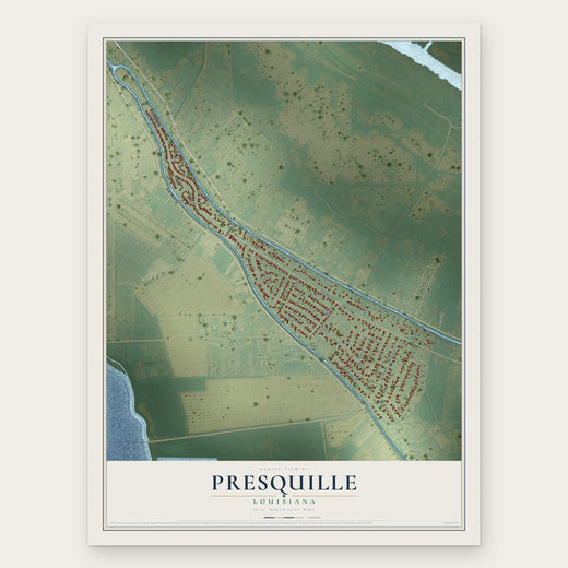 Presquille, Louisiana map print, the full design