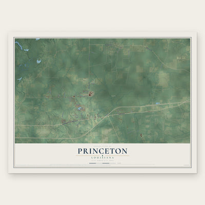 Princeton, Louisiana map print, the full design