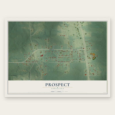 Prospect, Louisiana map print, the full design