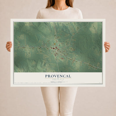 Map of Provencal, Louisiana, 24 x 36 inch unframed archival matte print