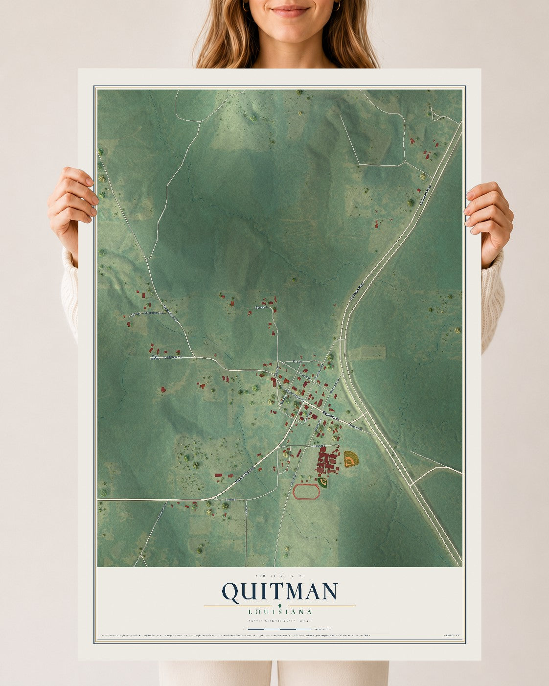 Map of Quitman, Louisiana, 24 x 36 inch unframed archival matte print