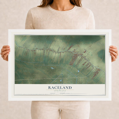 Map of Raceland, Louisiana, 12 x 18 inch print in a white wood frame