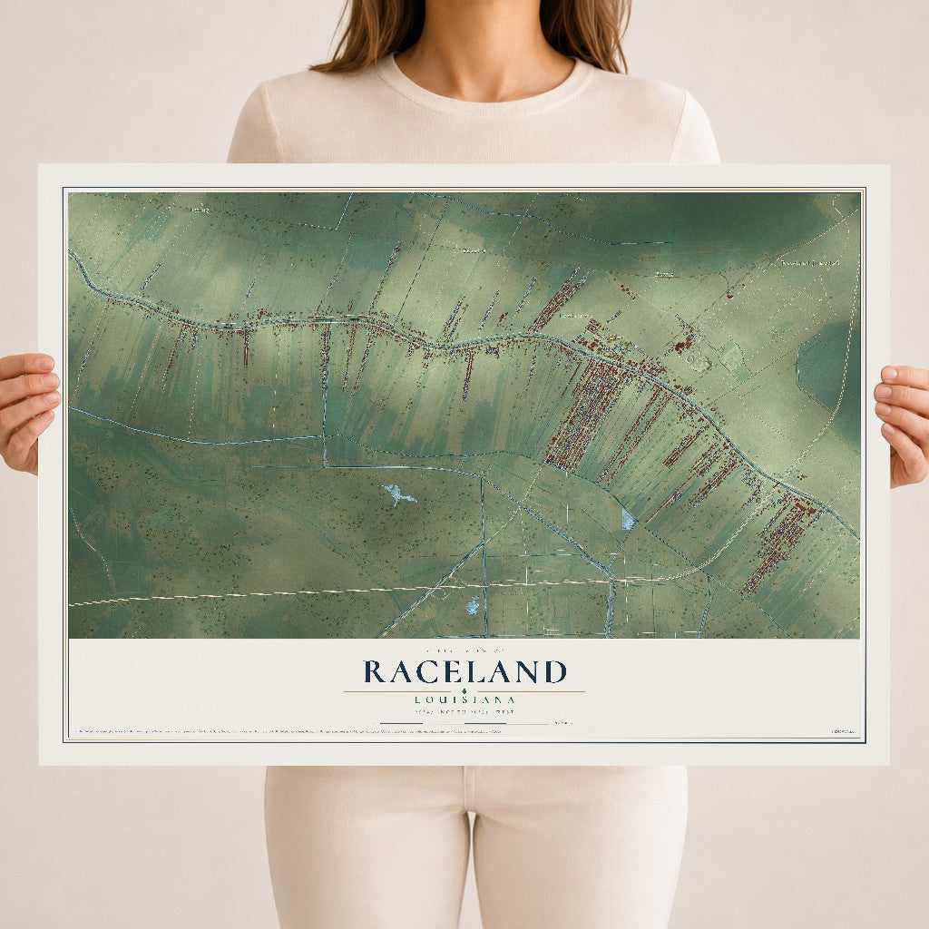 Map of Raceland, Louisiana, 18 x 24 inch unframed archival matte print