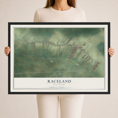 Map of Raceland, Louisiana, 24 x 36 inch print in a black wood frame