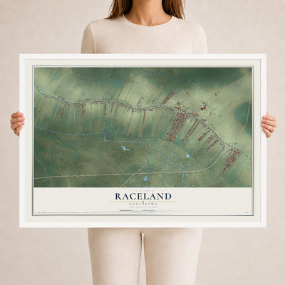 Map of Raceland, Louisiana, 24 x 36 inch print in a white wood frame