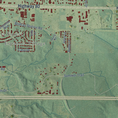Second close-up of the map of Red Chute, Louisiana print showing more streets and buildings