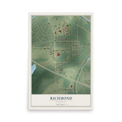 Map of Richmond, Louisiana, 12 x 18 inch unframed archival matte print