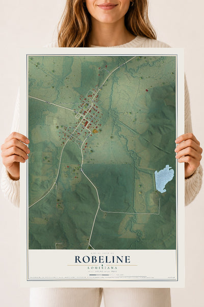 Map of Robeline, Louisiana, 18 x 24 inch unframed archival matte print