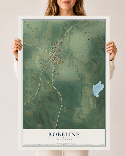 Map of Robeline, Louisiana, 24 x 36 inch unframed archival matte print