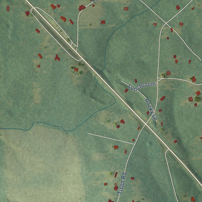 Close-up of the map of Rock Hill, Louisiana print showing street and building detail
