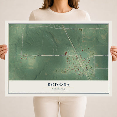 Map of Rodessa, Louisiana, 18 x 24 inch unframed archival matte print
