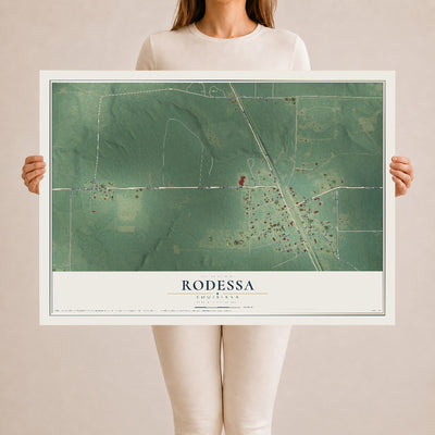 Map of Rodessa, Louisiana, 24 x 36 inch unframed archival matte print