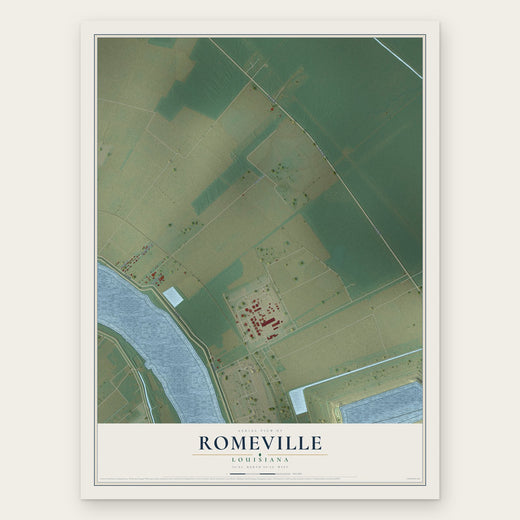 Romeville, Louisiana map print, the full design