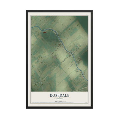 Map of Rosedale, Louisiana, 12 x 18 inch print in a black wood frame