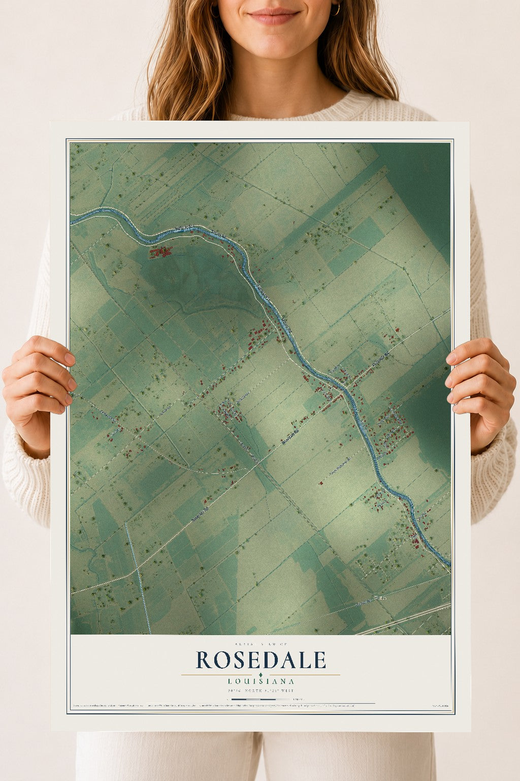 Map of Rosedale, Louisiana, 18 x 24 inch unframed archival matte print