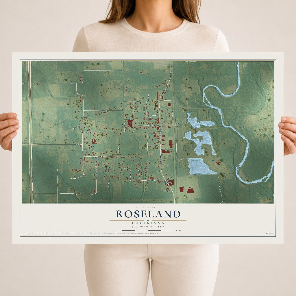 Map of Roseland, Louisiana, 18 x 24 inch unframed archival matte print