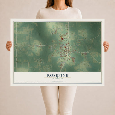 Map of Rosepine, Louisiana, 24 x 36 inch unframed archival matte print