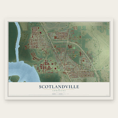 Scotlandville, Louisiana map print, the full design