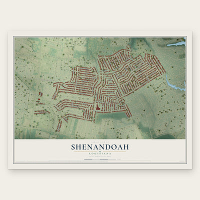 Shenandoah, Louisiana map print, the full design