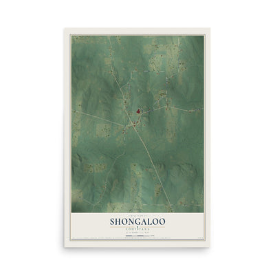 Map of Shongaloo, Louisiana, 12 x 18 inch unframed archival matte print
