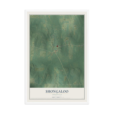Map of Shongaloo, Louisiana, 12 x 18 inch print in a white wood frame
