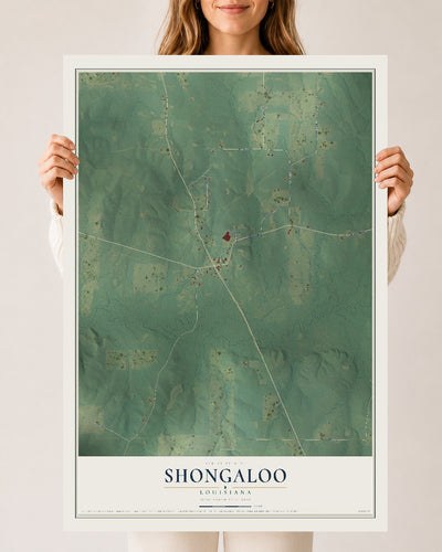 Map of Shongaloo, Louisiana, 24 x 36 inch unframed archival matte print