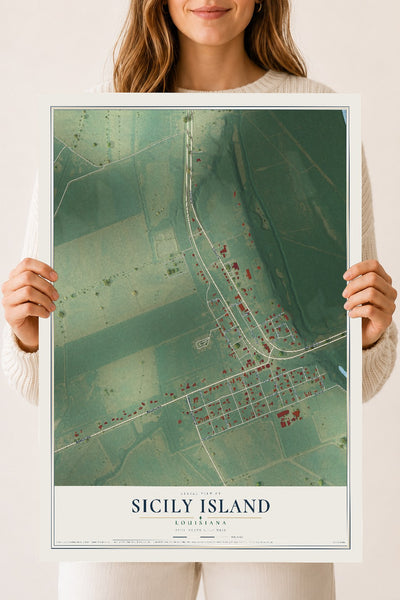 Map of Sicily Island, Louisiana, 18 x 24 inch unframed archival matte print