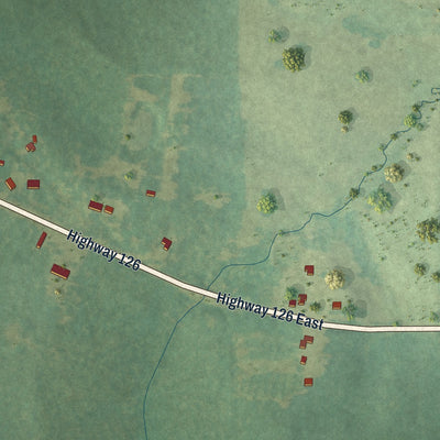 Second close-up of the map of Sikes, Louisiana print showing more streets and buildings