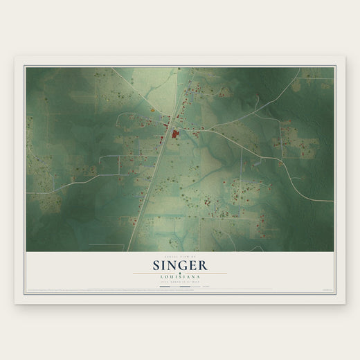 Singer, Louisiana map print, the full design