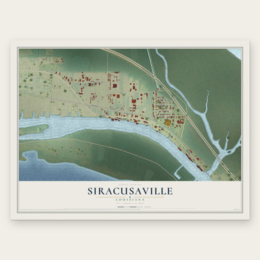 Siracusaville, Louisiana map print, the full design