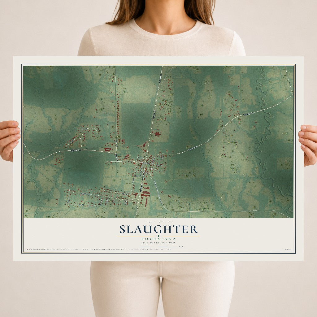 Map of Slaughter, Louisiana, 18 x 24 inch unframed archival matte print