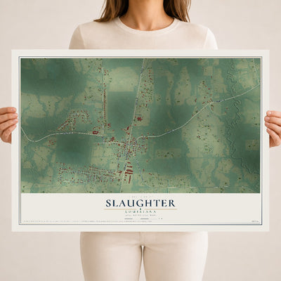 Map of Slaughter, Louisiana, 18 x 24 inch unframed archival matte print