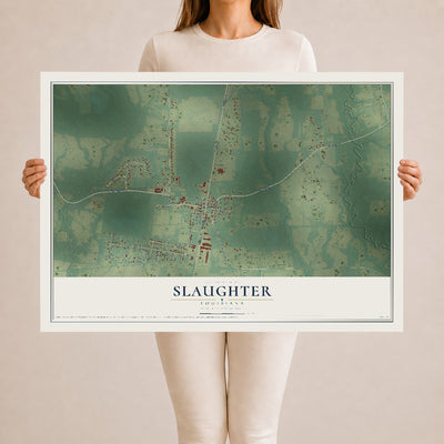 Map of Slaughter, Louisiana, 24 x 36 inch unframed archival matte print