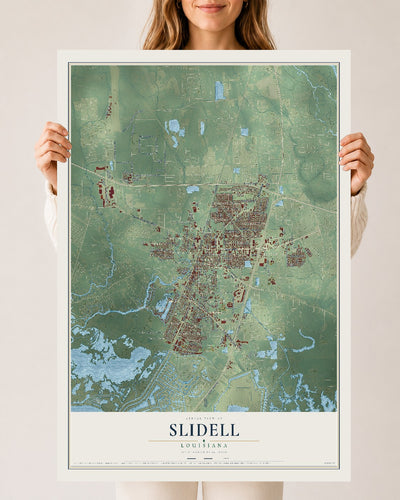 Map of Slidell, Louisiana, 24 x 36 inch unframed archival matte print