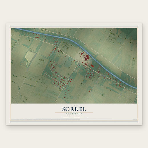 Sorrel, Louisiana map print, the full design