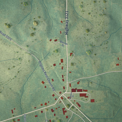 Close-up of the map of Spearsville, Louisiana print showing street and building detail