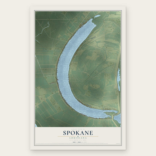 Spokane, Louisiana map print, the full design