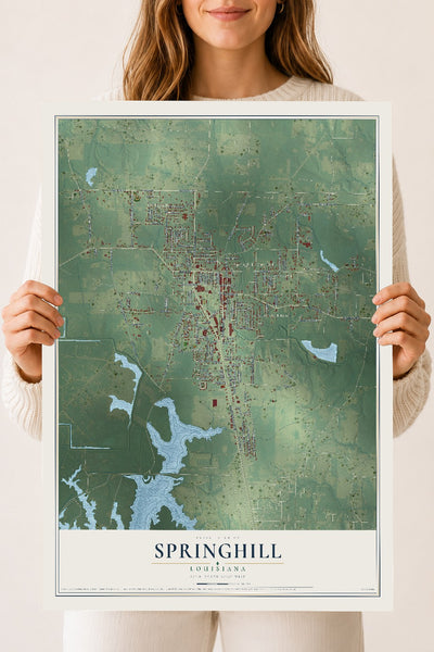 Map of Springhill, Louisiana, 18 x 24 inch unframed archival matte print