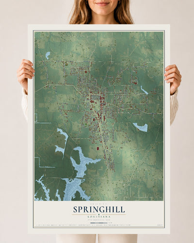 Map of Springhill, Louisiana, 24 x 36 inch unframed archival matte print