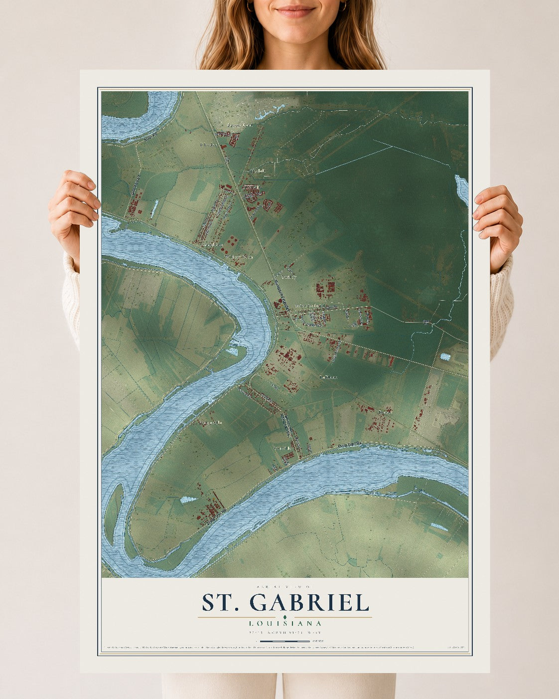 Map of St. Gabriel, Louisiana, 24 x 36 inch unframed archival matte print